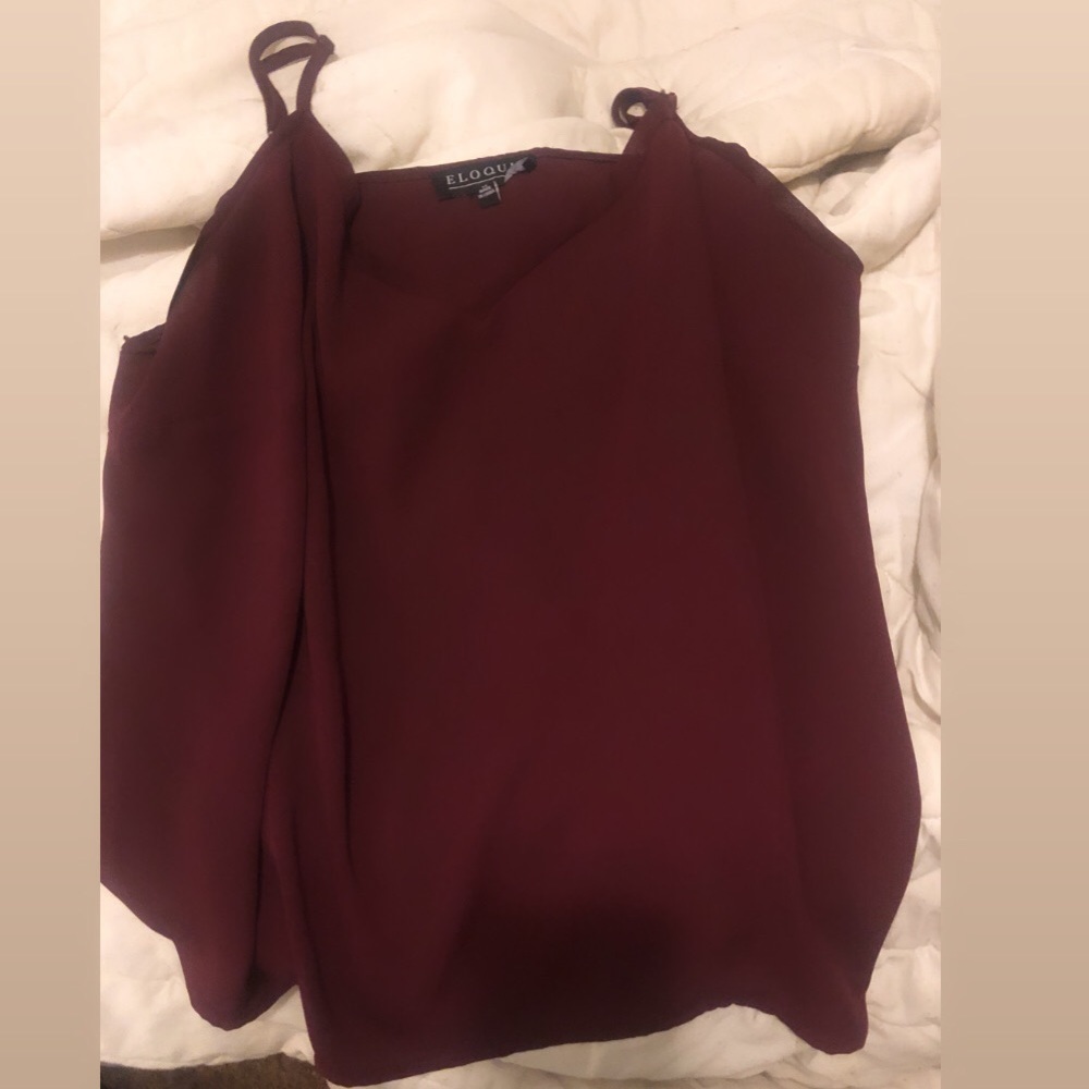 Burgundy dressy blouse like tank / flowy